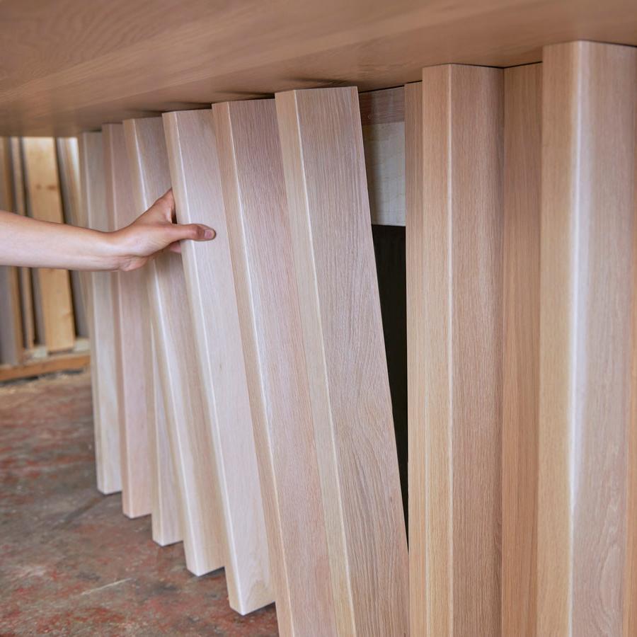 conference table wood slats to conceal power