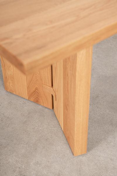 natural wood table leg detail